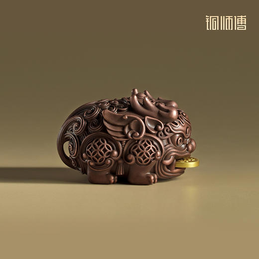 铜师傅《吉祥貔貅》玄关桌面紫铜貔貅摆件 家居装饰工艺品 商品图2