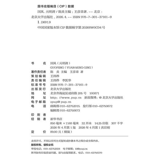 国风（元明清）   陈炎  主编  王彦章 著   北京大学出版社 商品图2