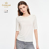 乔万尼2026夏季新款荡领T恤女短袖修身显瘦上衣纯色气质款 商品缩略图0
