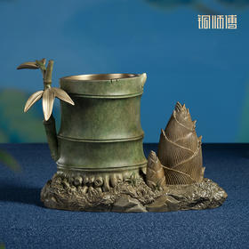 铜师傅《节节高升》客厅桌面办公室高档家居书房竹笔筒送老师礼物