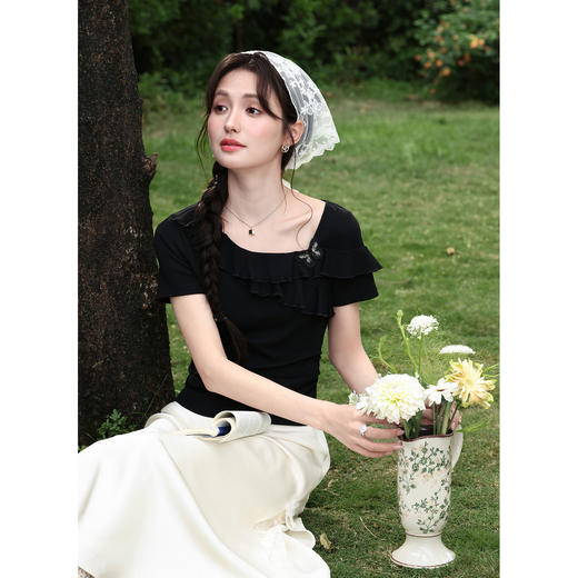 鹿向南【0428/20:00新品前1小时7折限量100件】黑色T恤 商品图4