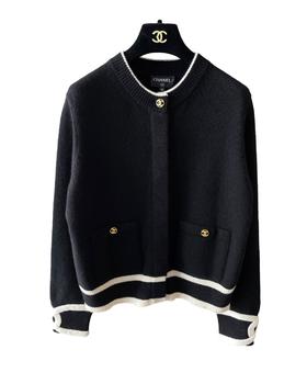 女款拼色针织开衫毛衣he025