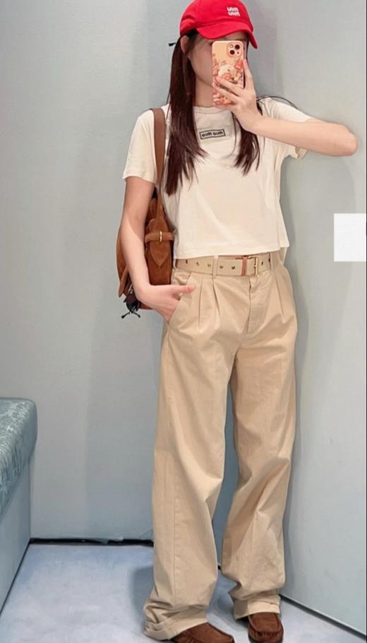 女款高腰薄棉刺绣腰带西裤长裤zh017 商品图3