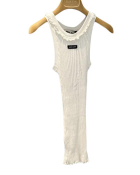 女款领口褶皱花边针织背心ba017