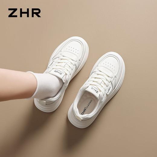ZHR则则厚底内增高小白鞋女鞋春季新款超轻松糕底休闲运动鞋板鞋 商品图1