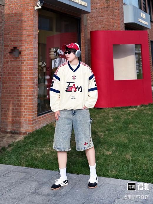 阿迪originals TEAM WOVEN PULLOVER 宽松V领运动套头卫衣 男女同款 商品图1