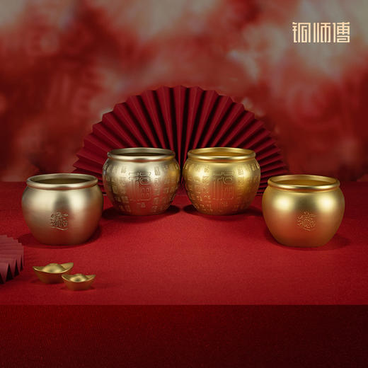 铜师傅 铜缸黄铜米缸《福缸 财缸系列》百福缸玄关桌面摆件聚宝盆 商品图0