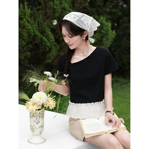 鹿向南【0428/20:00新品前1小时7折限量100件】黑色T恤 商品图4