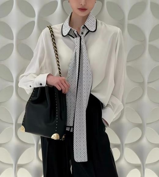 女款丝质领带长袖衬衫ba 商品图3