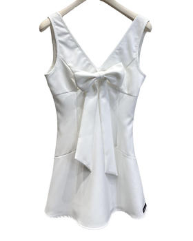 女款V领蝴蝶结背心连衣裙ba017