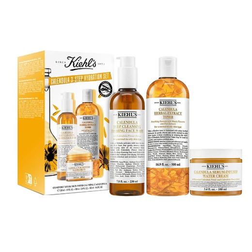 【抢先购】Kiehl'S科颜氏 金盏花三件装套舒缓保湿金盏花面霜100ml+洁面230ml+爽肤水500ml-wskl581 商品图5