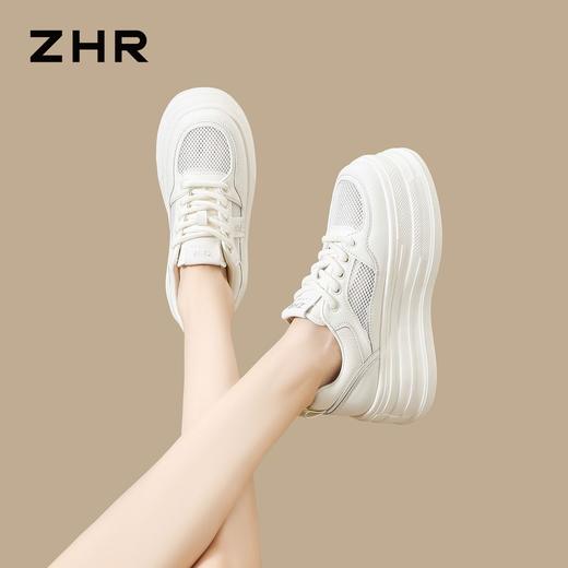 ZHR网面透气6cm厚底小白鞋26夏季新款小个子超轻运动休闲鞋女鞋 商品图6