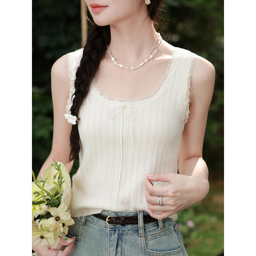 鹿向南【0428/20:00新品前1小时7折限量100件】米白色背心 商品图3