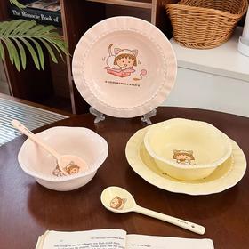 可爱餐具儿童餐具套装樱桃小丸子主题碗盘勺三件套