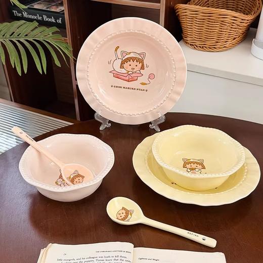 可爱餐具儿童餐具套装樱桃小丸子主题碗盘勺三件套 商品图0