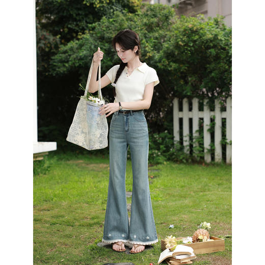 鹿向南【0428/20:00新品前1小时5折限量100件】牛仔蓝牛仔裤 商品图2