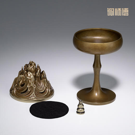 铜师傅《高杆博山炉》客厅桌面铜香炉摆件 家居装饰工艺品 商品图3