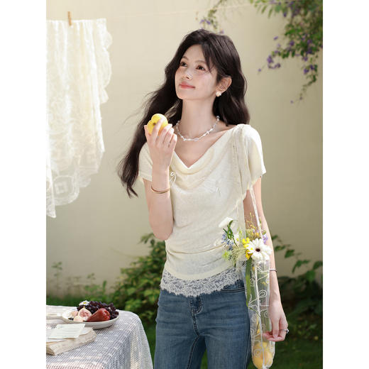 鹿向南【0428/20:00新品前1小时7折限量100件】杏色T恤 商品图1