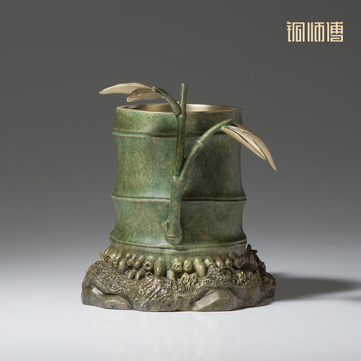 铜师傅《节节高升》客厅桌面办公室高档家居书房竹笔筒送老师礼物 商品图3