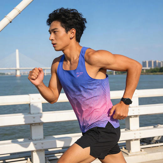 多威新款速干排汗渐变色男款跑步背心2142512 商品图2
