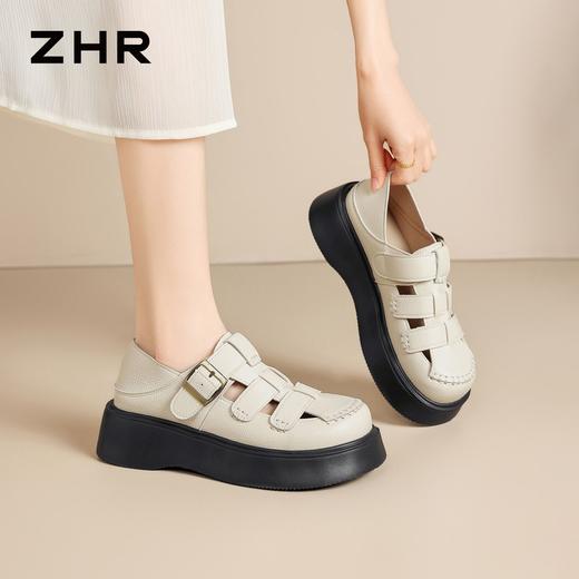 ZHR则则编织厚底罗马凉鞋女2026新款显高百搭猪笼鞋日常通勤女鞋 商品图4
