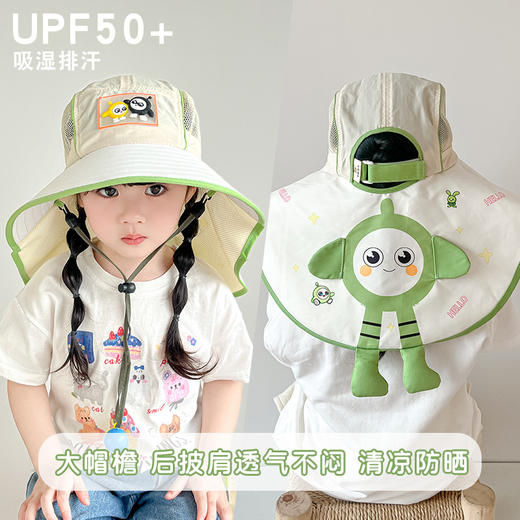 【柔软透气❗舒适百搭】儿童带风扇空顶防晒帽子宝宝夏季新款小朋友男孩女童遮阳帽太阳帽。xb 商品图1