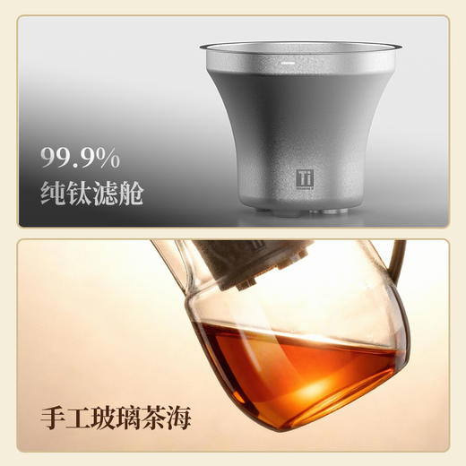 哲品钛和飘逸壶纯钛内胆家用泡茶玻璃茶壶2026新款茶水分离飘逸杯 商品图3