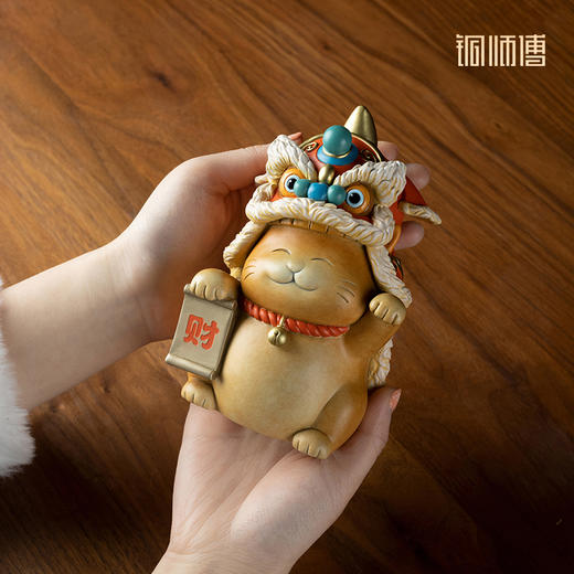 铜师傅铜摆件《醒狮招财猫》生日开业乔迁桌面客厅家居装饰品礼物 商品图4