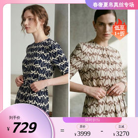 PALUOPO/PL圆领系带收腰显瘦高级感气质连衣裙ES250989Z