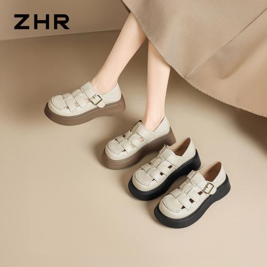 ZHR则则编织厚底罗马凉鞋女2026新款显高百搭猪笼鞋日常通勤女鞋 商品图3