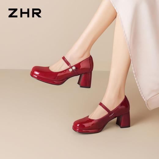 ZHR则则浅口粗跟高跟鞋单鞋2026夏季新款玛丽珍女鞋百搭小皮鞋女 商品图9