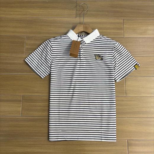 F042427万针刺绣工艺男士条纹休闲商务POLO衫夏季打底衫T恤 商品图1