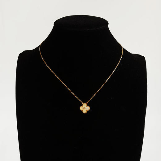 【95新】VCA梵克雅宝Vintage Alhambra系列VCARP2R700黄金贝母单钻18年圣诞限定款四叶草项链 链长约42cm女士170426AK129 商品图7