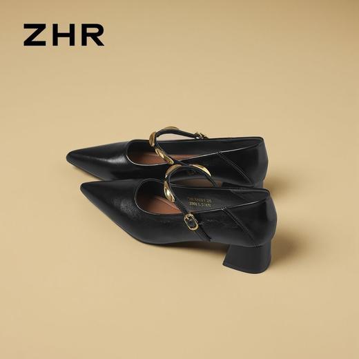 ZHR则则【隐形增高4cm】黑色尖头细跟玛丽珍鞋宽脚外穿爆款JK超高 商品图4
