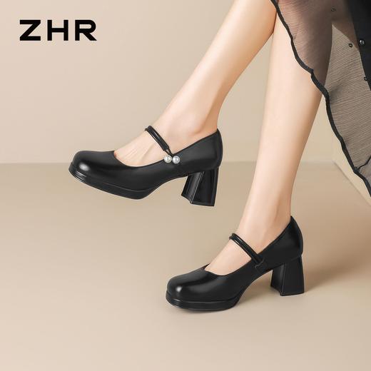 ZHR则则浅口粗跟高跟鞋单鞋2026夏季新款玛丽珍女鞋百搭小皮鞋女 商品图8