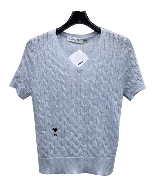 女款V领短袖针织上衣la010 商品图0