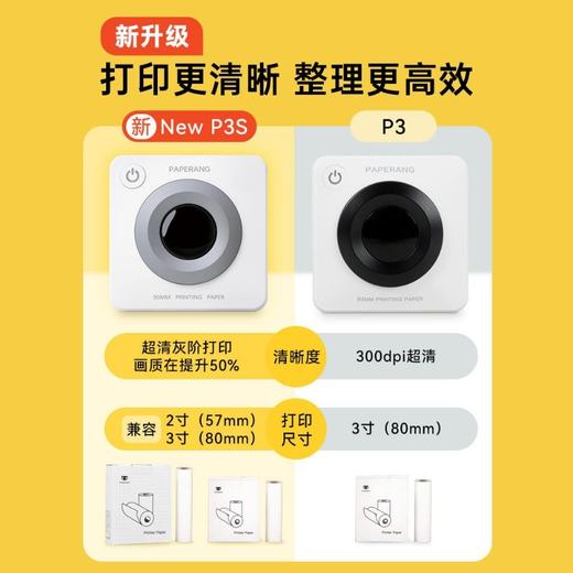 【升级2/3寸双打印】作业帮喵喵机P3S 高清灰阶双尺寸错题打印机 2/3寸宽幅 支持横竖打印 300dpi高清打印 商品图2