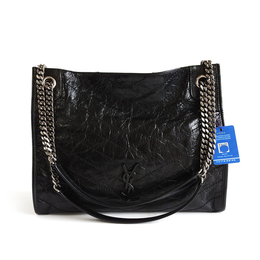 【95新】YSL圣罗兰577999黑银niki Shopping tote托特购物袋单肩包女士210426NJS04