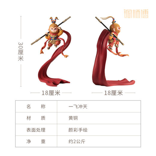 铜师傅《一飞冲天》客厅桌面孙悟空齐天大圣 铜工艺品家居摆件 商品图5