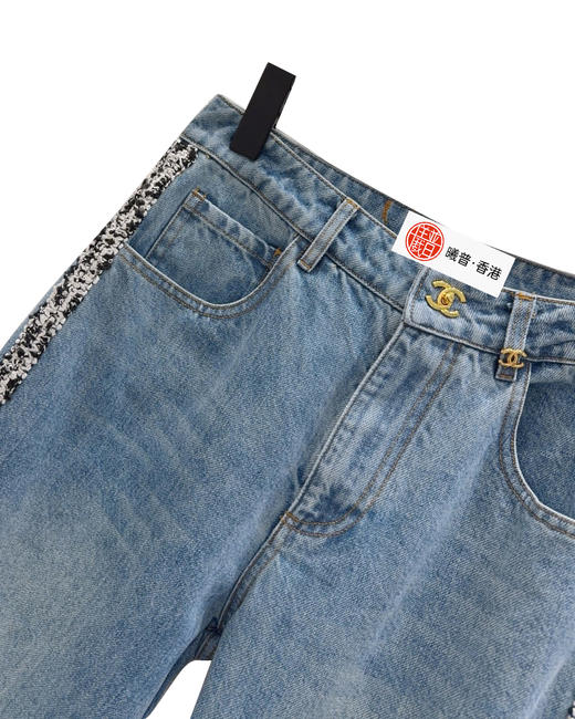 女款拼接花边刺绣牛仔裤长裤la025 商品图2