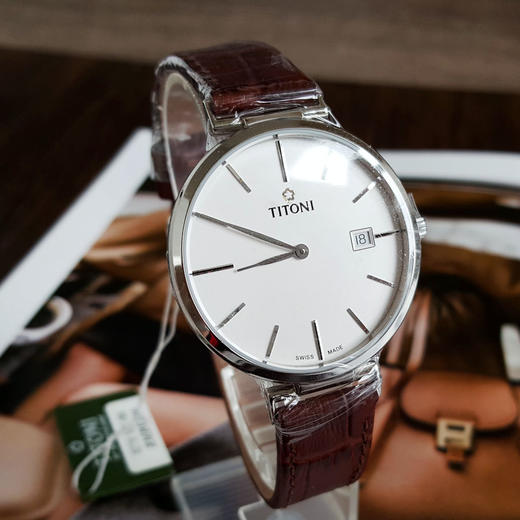 【99新】TITONI 梅花82718 S-ST-606自动机械机芯日期显示39MM（男款）Slenderline纤薄系列精钢160426NJ52 商品图3