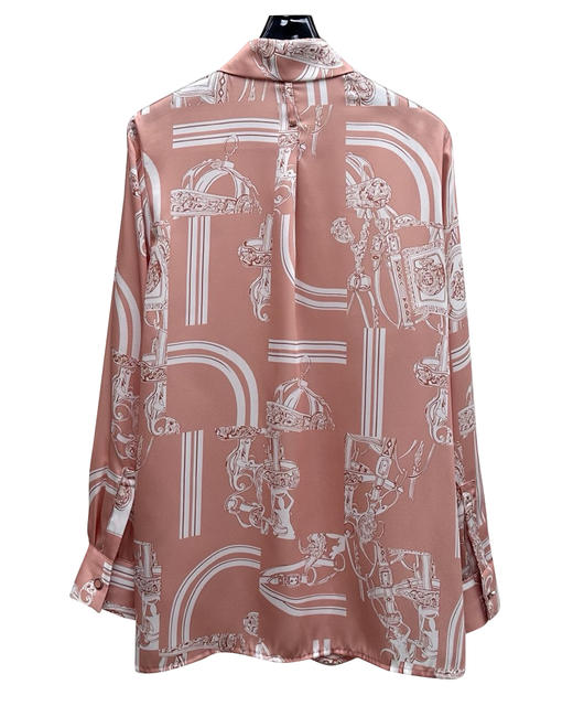 女款丝质印花长袖衬衫 可配套装fe 商品图1