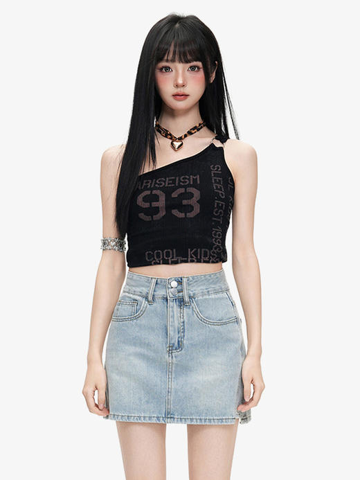 西遇复古蓝牛仔半身裙女2026年夏季新款双排扣防走光高腰A字短裙SS060353 商品图3