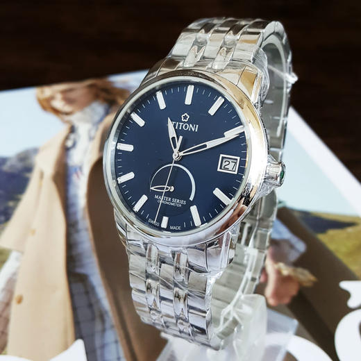 【全新】TITONI 梅花94388 S-675天文台认证自动机械机芯日期显示、动力储备显示41MM（男款）Master Series 大师系列精钢180426NJ58 商品图2
