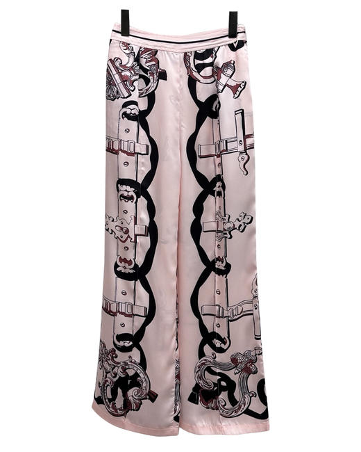 女款丝质印花直筒长裤 可配套装fe 商品图0