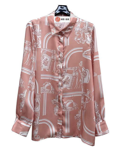 女款丝质印花长袖衬衫 可配套装fe 商品图0