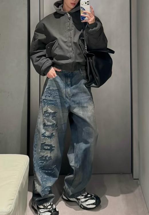 男款刺绣水洗牛仔裤长裤la004 商品图3