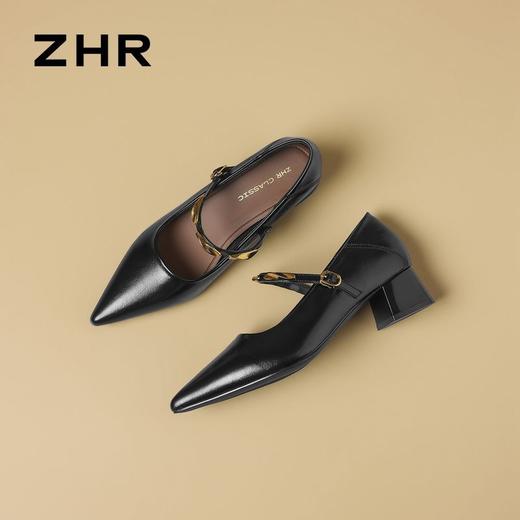 ZHR则则【隐形增高4cm】黑色尖头细跟玛丽珍鞋宽脚外穿爆款JK超高 商品图3