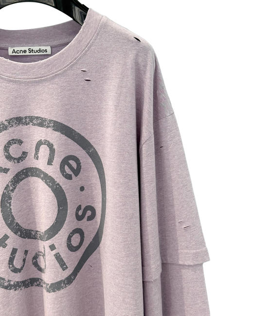 中性款印花破洞假两件长袖T恤zi001 商品图2