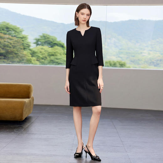 IWY/黑色西装连衣裙女夏季高级感气质通勤职业装收腰显瘦中长裙243020Q1 商品图2